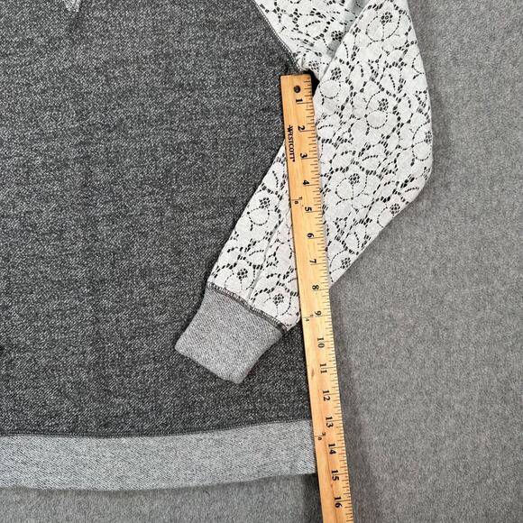Philosophy Lace Raglan Sleeves Pullover Shirt Women's Small Heathered Gray Terry - Picture 6 of 8